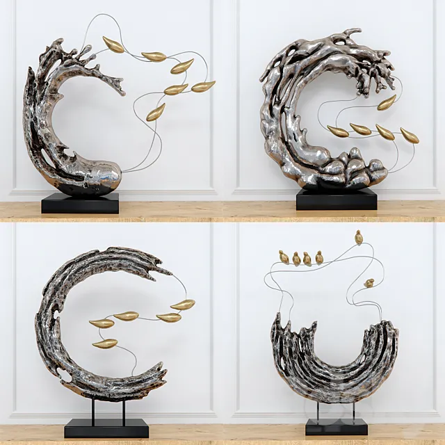Abstract RESIN sculpture with birds Free Download