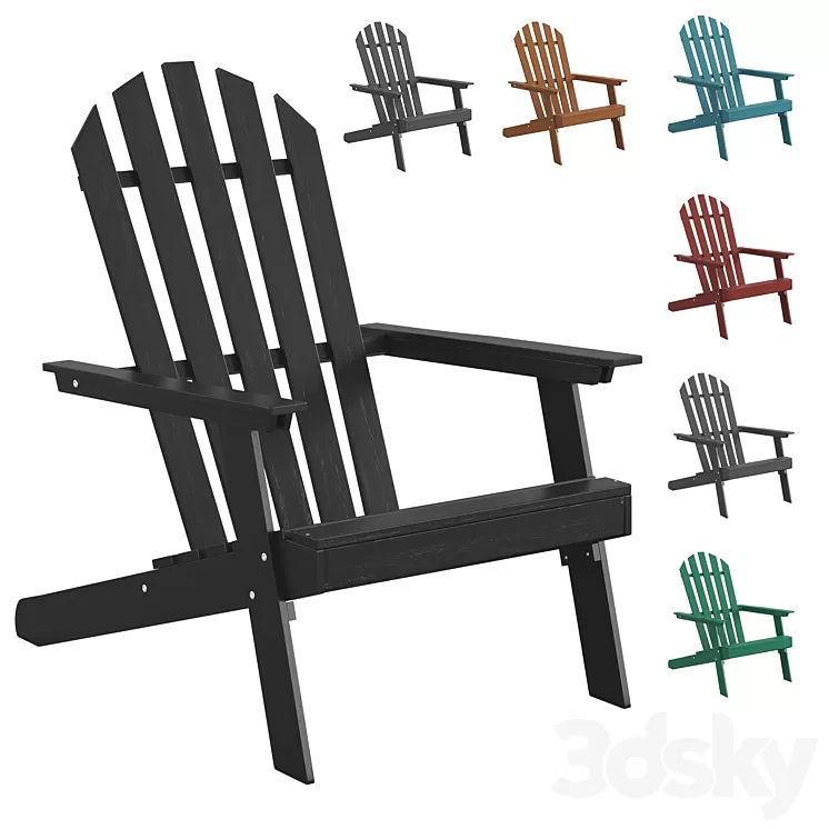 Acacia Adirondack Armchair Zeda 3D Model Free