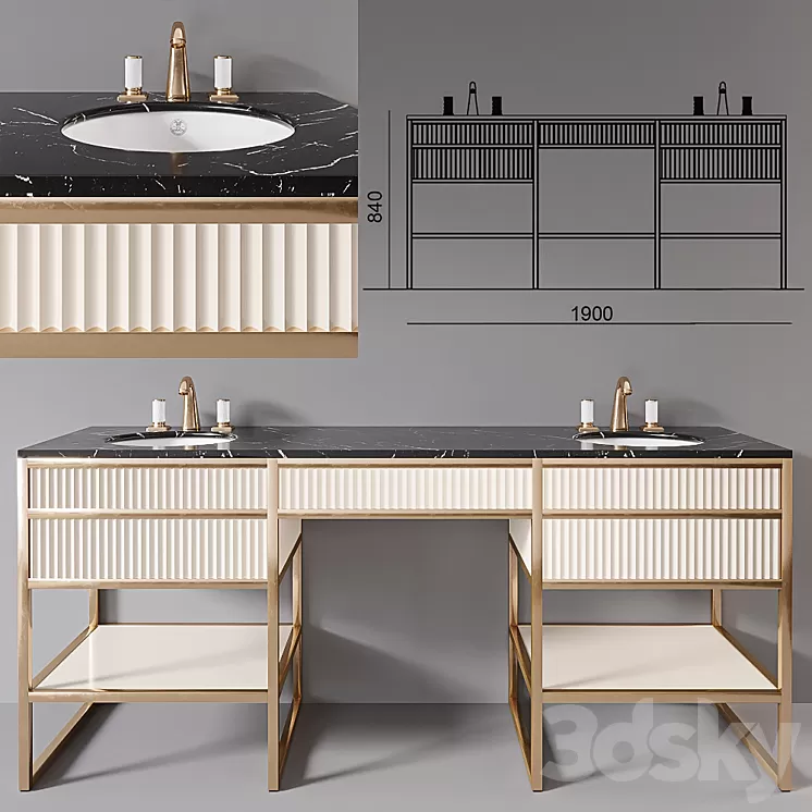 Academy 2x Nero marquinia Console by Oasis Group 3D Model