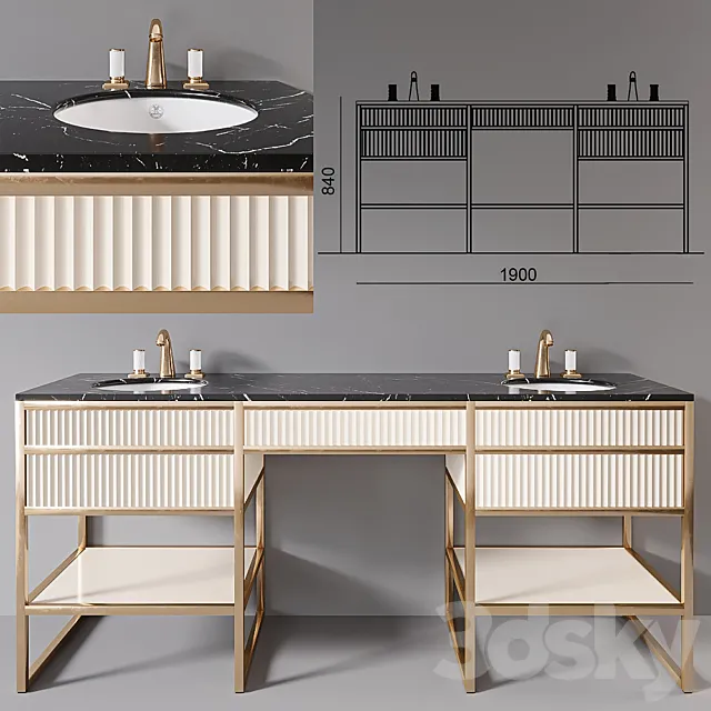 Academy 2x Nero marquinia Console by Oasis Group 3DModel