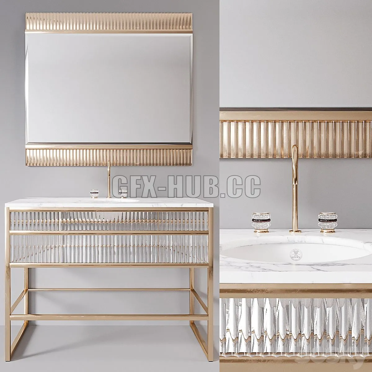 Academy white marble Console by Oasis Group 3D Model