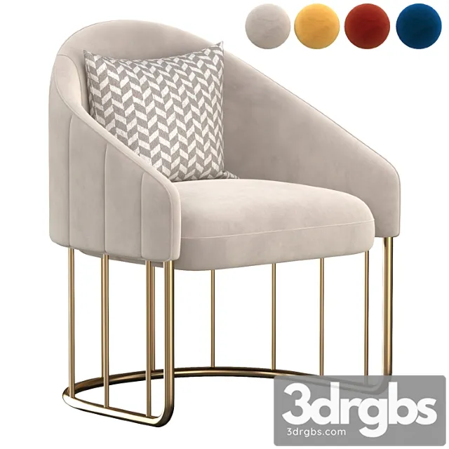 Accent Chair Velvet Upholstered Chair Gold Base 3D Model Free