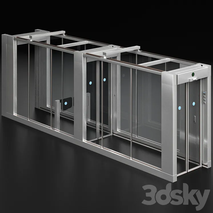 Access security system turnstile metal detector 3D Model Free Download