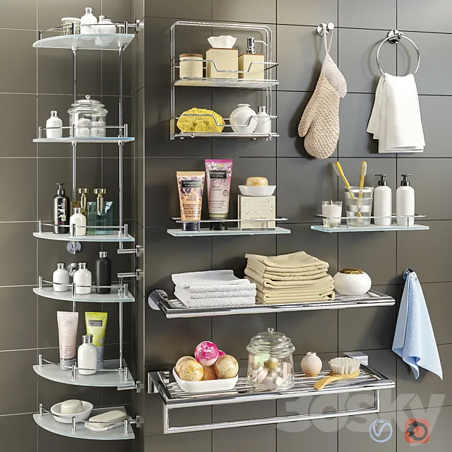 Accessories and cosmetics for the bath + Axentia shelves. Bemeta set 2 3DModel