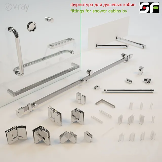 Accessories for glass shower enclosures 3DModel