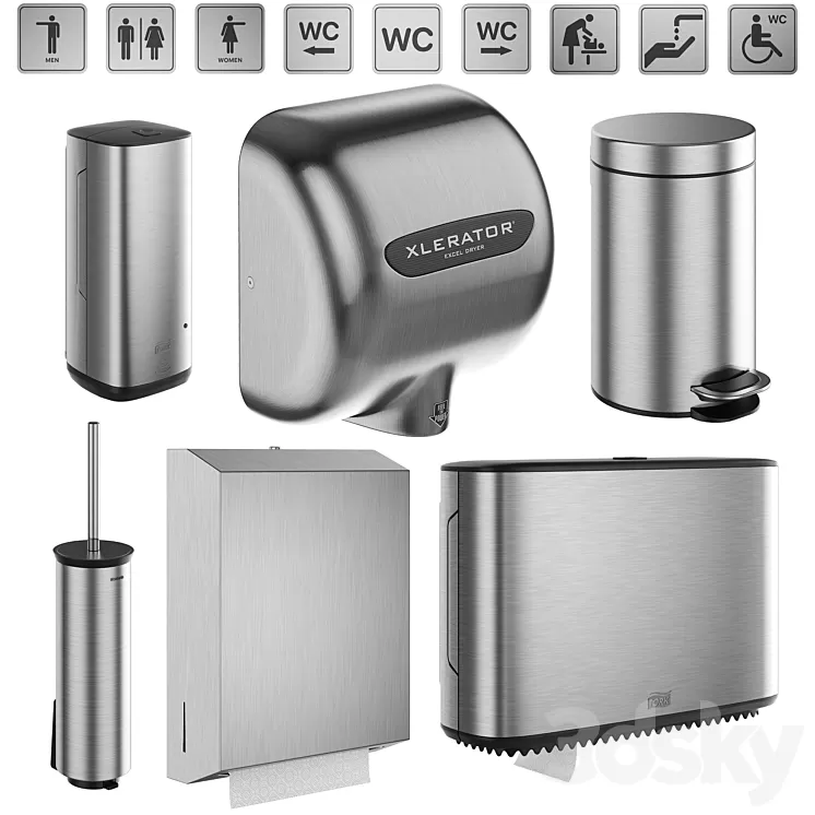 Accessories for public toilets set 151 part 1 3D Model