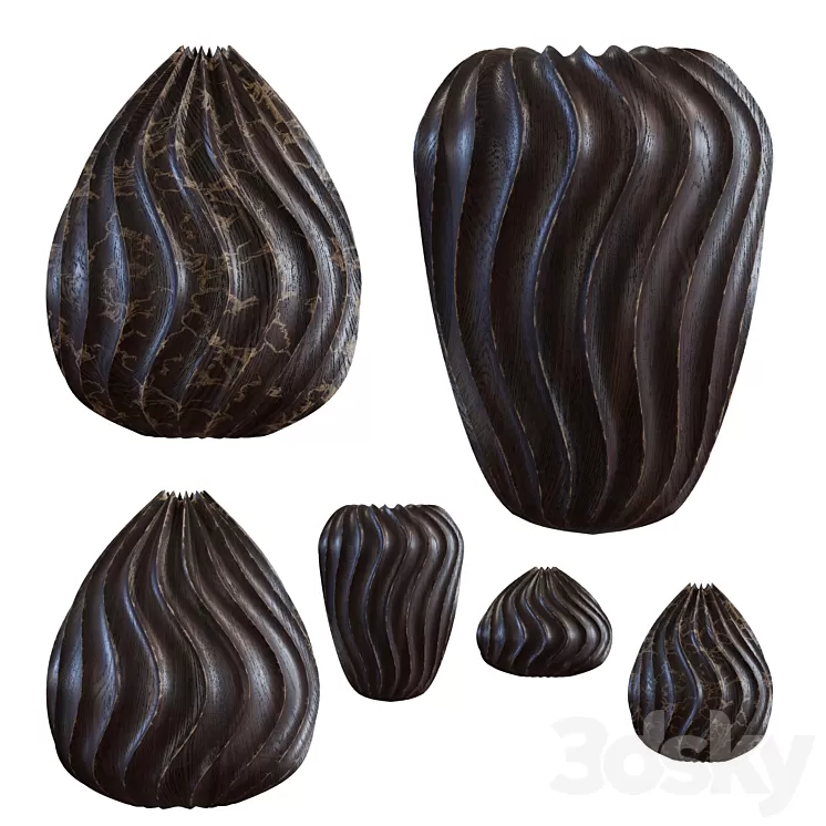 Accessories - Wooden Vases 3D Model