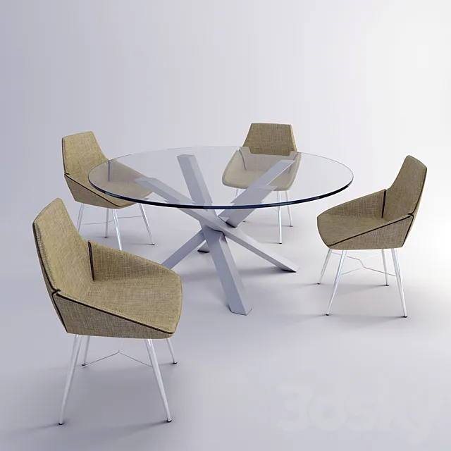 Acerbis table + chairs 3DModel
