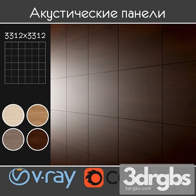 Acoustic Decorative Panels 4 Types Set 021 3D Model Free