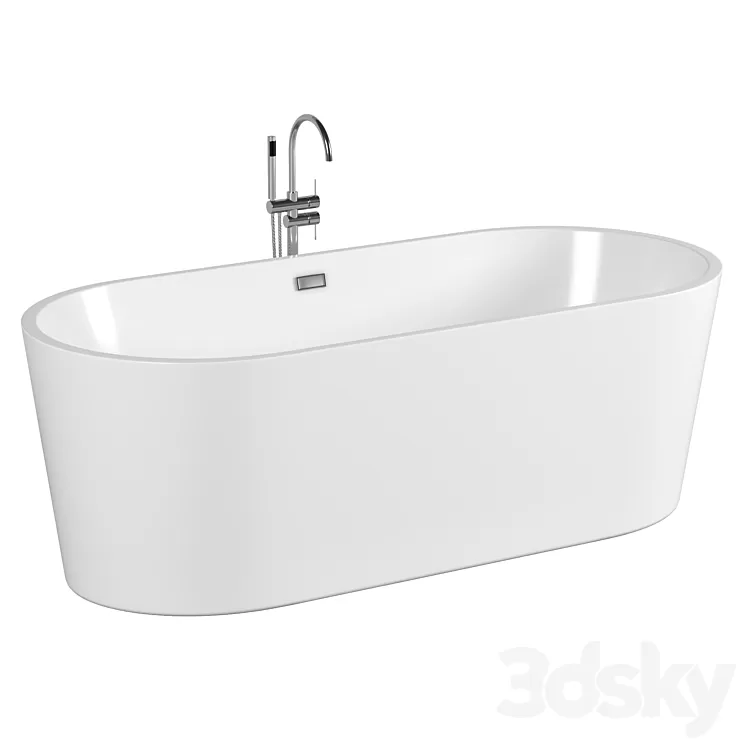 Acrylic bathtub Art & Max AM-525-1700-745 3D Model Free
