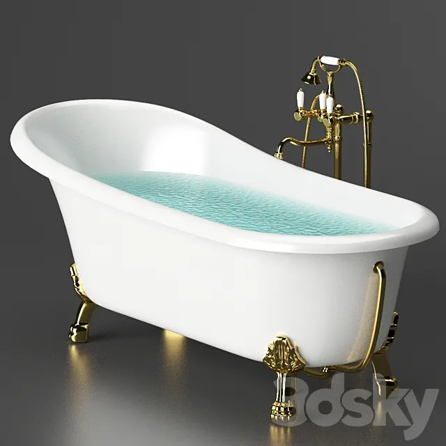 Acrylic bathtub BelBagno BB04 + Cezares mixer 3D Model