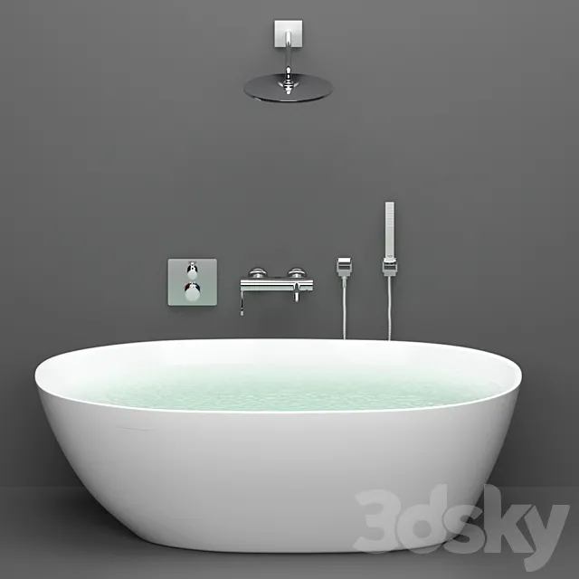 Acrylic bathtub BelBagno BB80-1700 + GROHE 3D Model