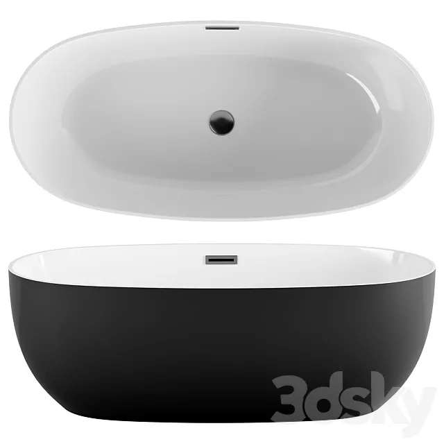 Acrylic bathtub Vincea VBT-405-1700MB black 3D Model