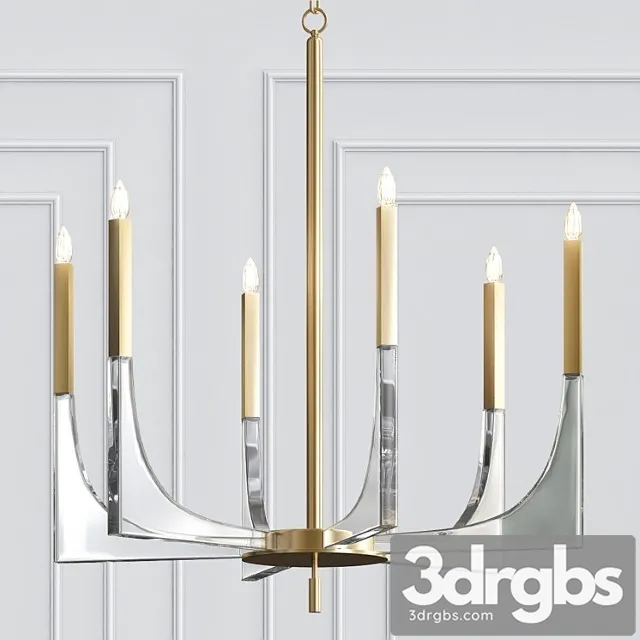 Acrylic brass finish chandelier 6 lights 3D Model Free