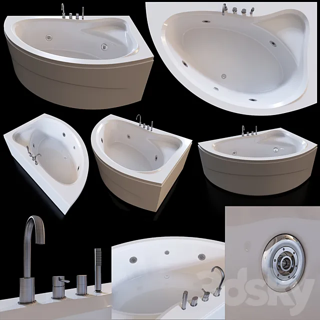 Acrylic corner bath Cezares Tebe 150x100 R 3D Model