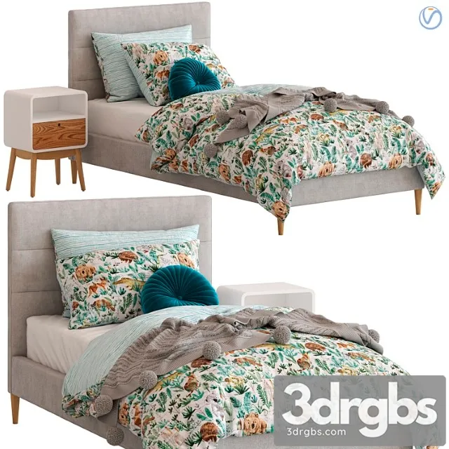 Adairs Kids Darcy Bed and Jax Side Table 3D Model Free