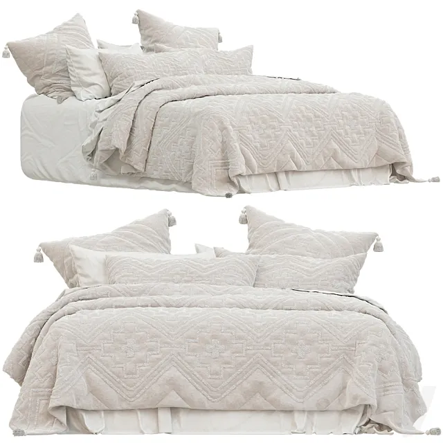 Adairs Oslo Tufted Natural Quilted Quilt Cover 3DModel