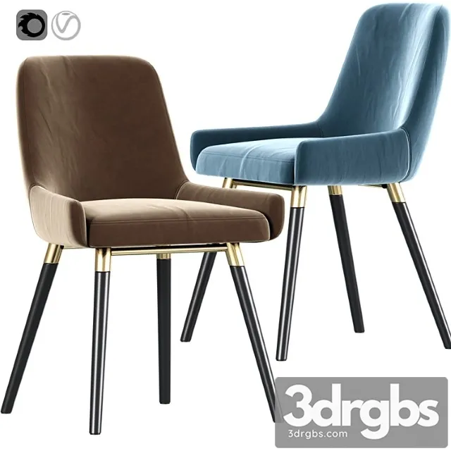Ade modern gray fabric dining chairs 2 3D Model Free
