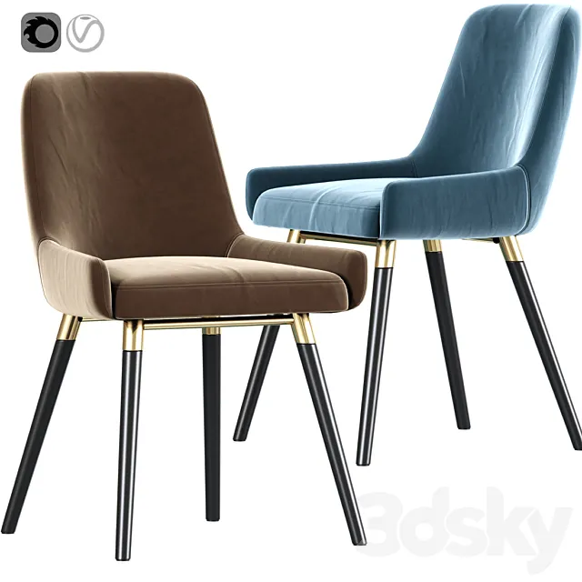Ade Modern Gray Fabric Dining Chairs 3D Model