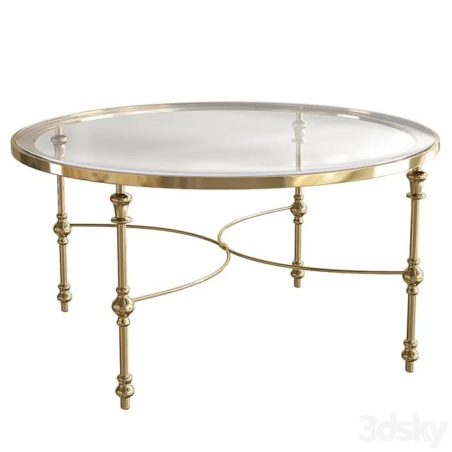 Aden Oval Gold Iron Coffee Table 3D Model