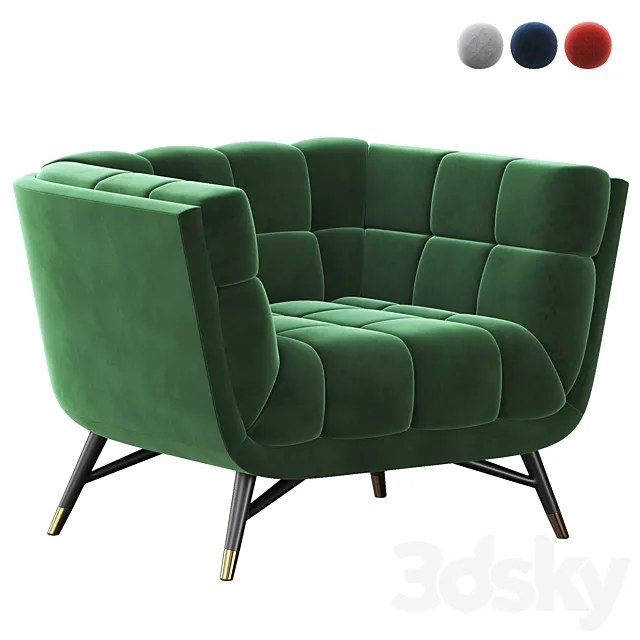 Adept Performance Velvet Armchair 3DModel