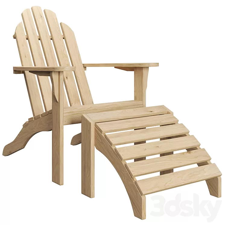 ADIRONDACK lounge chair with footrest 3D Model Free