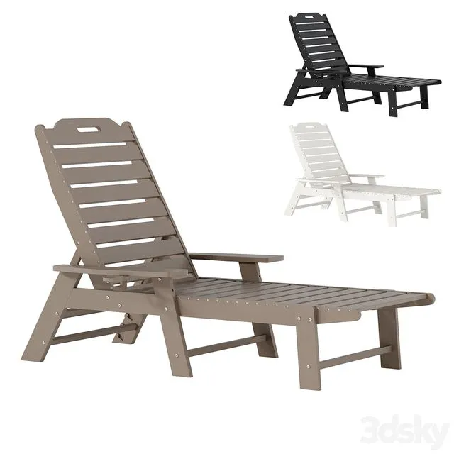 Adjustable all-weather adirondack lounger with cup holder 3D Model