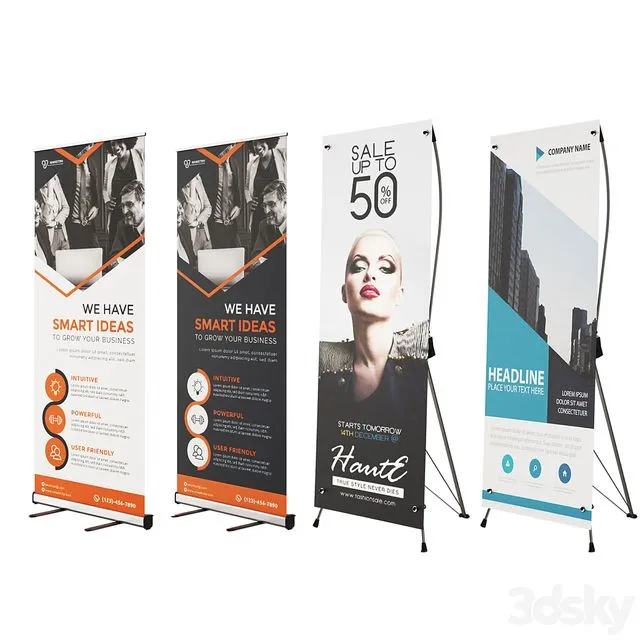 Advertising Banner Stands 3D Model