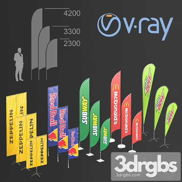 Advertising flags 3D Model Download