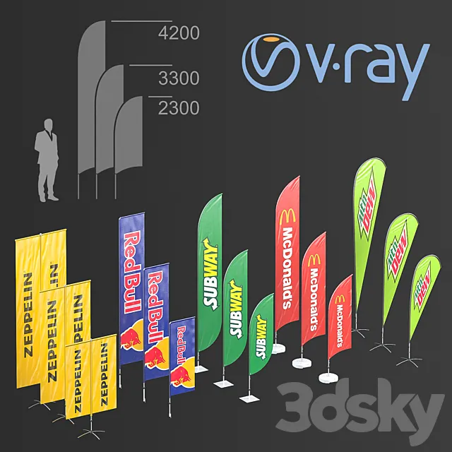 Advertising flags 3D Model