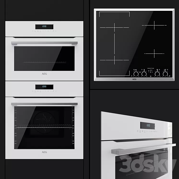 AEG - an oven BCR742350W a compact oven KMR761000W and a hob IKK64545XB 3D Model