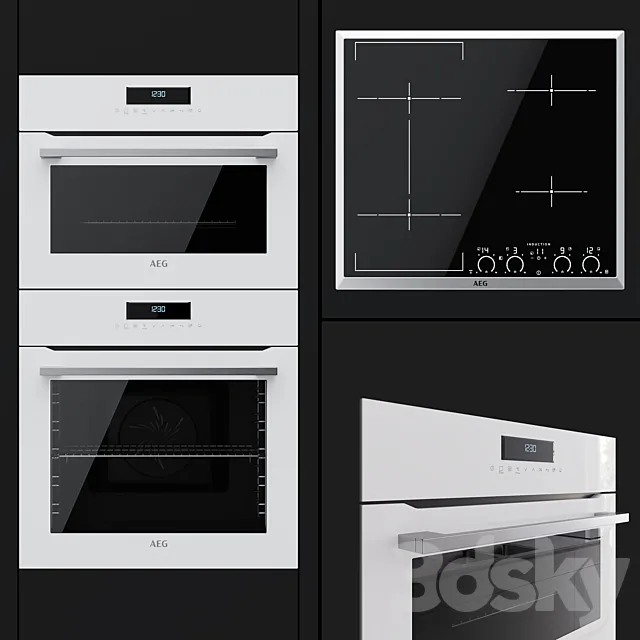 AEG - an oven BCR742350W. a compact oven KMR761000W and a hob IKK64545XB 3DModel