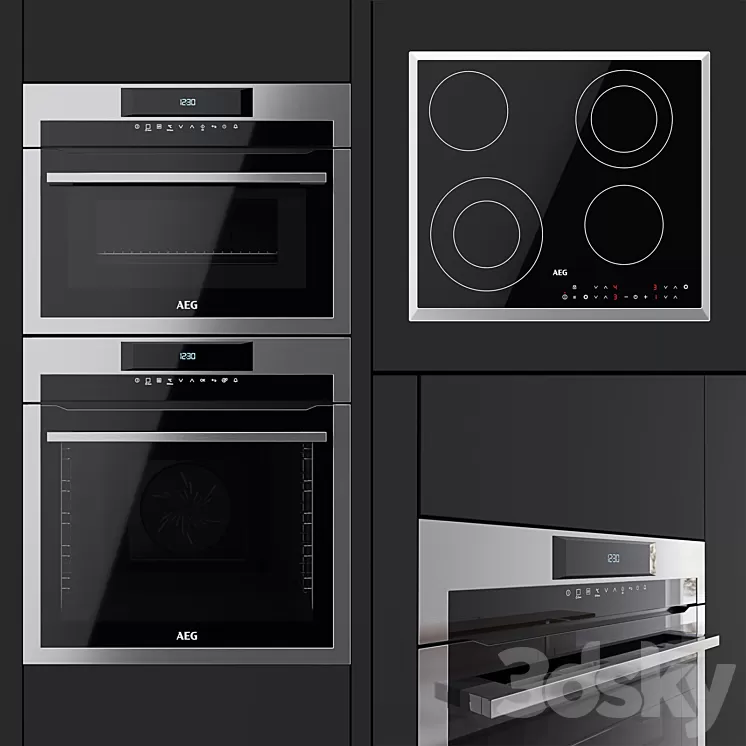 AEG - an oven BPM742320M a compact oven KMM761000M and a hob HK563402XB 3D Model