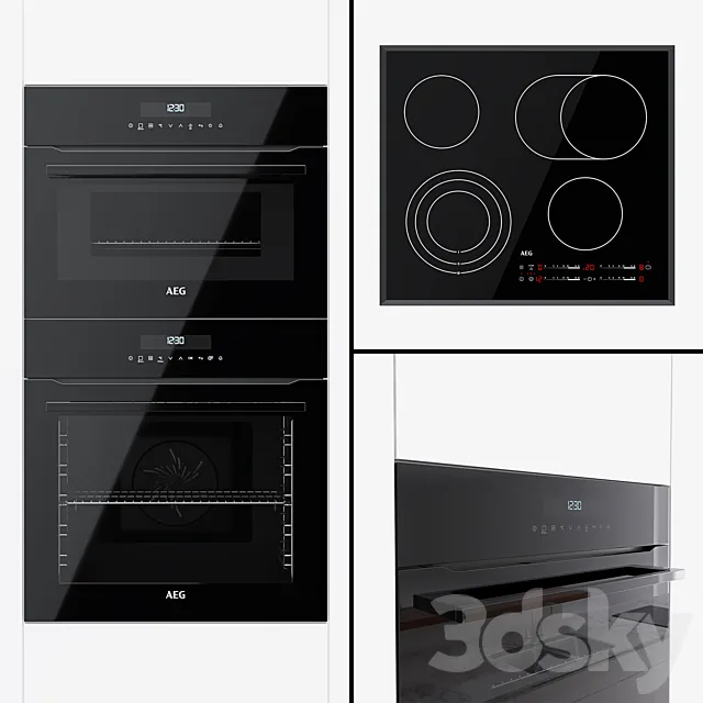 AEG - an oven BPR742320B a compact oven KMR721000B and a hob HK565407FB 3D Model