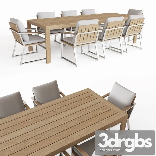 Aegean teak rectangular dining table 2 3D Model Free