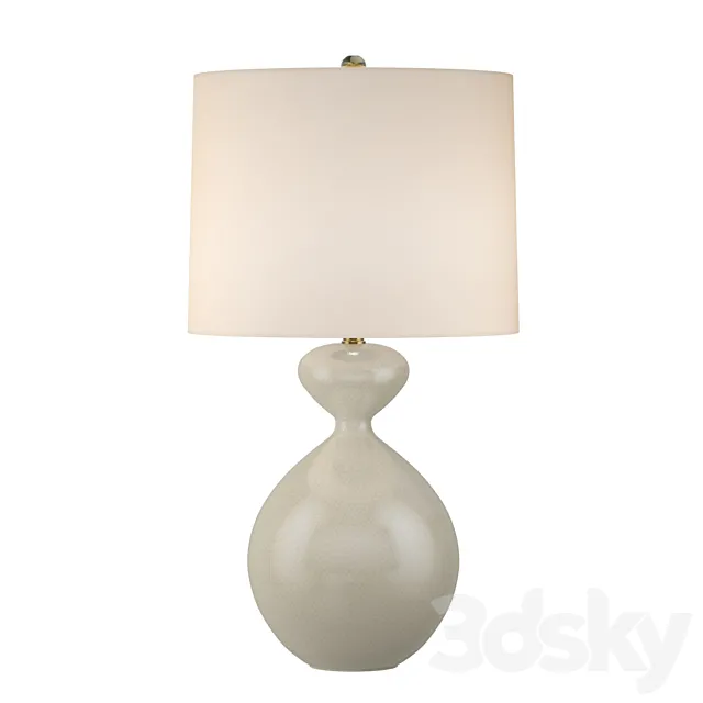 Aerin Modern Gannet Table Lamp In Bone Craquelure With Linen Shade 3D Model