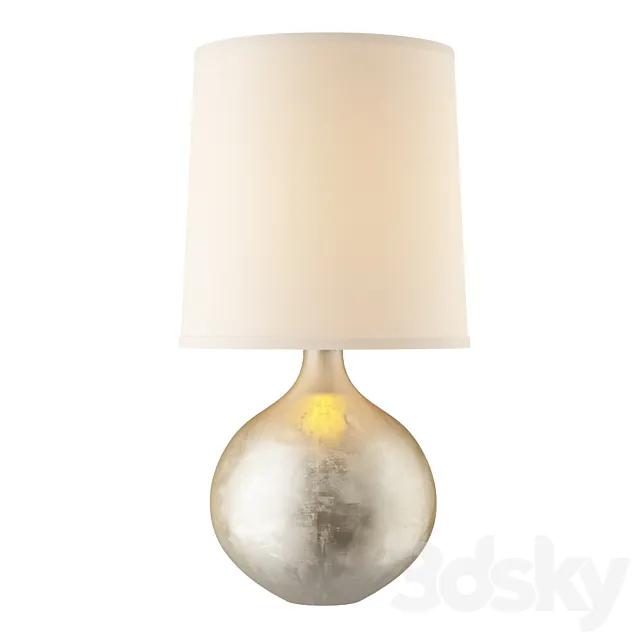 Aerin Modern Warren Mini Table Lamp In Burnished Silver Leaf With Linen Shade 3D Model