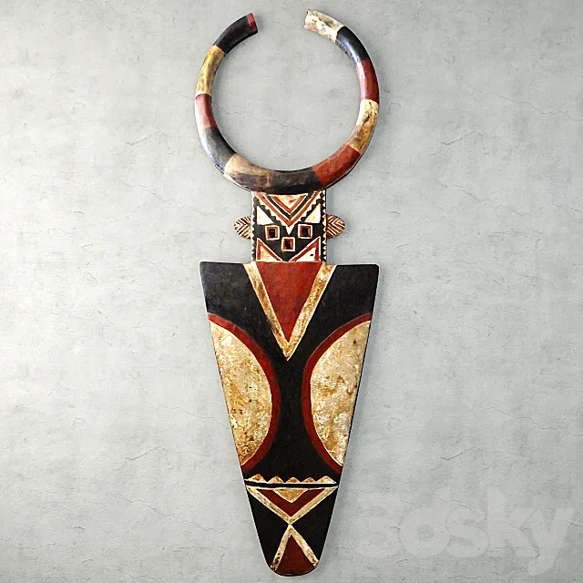 African Large Senufo Wall Mask 3D Model