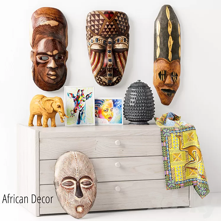 African masks - Decorative set_1 3D Model