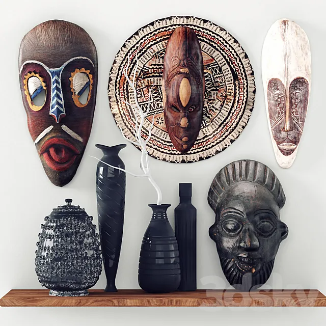 African masks - Decorative set_2 3D Model