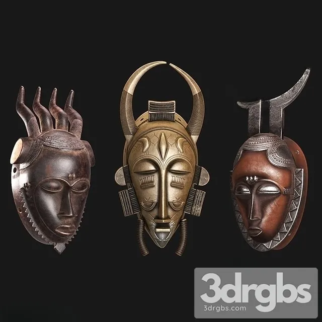 African masks of Baule 3D Model Free