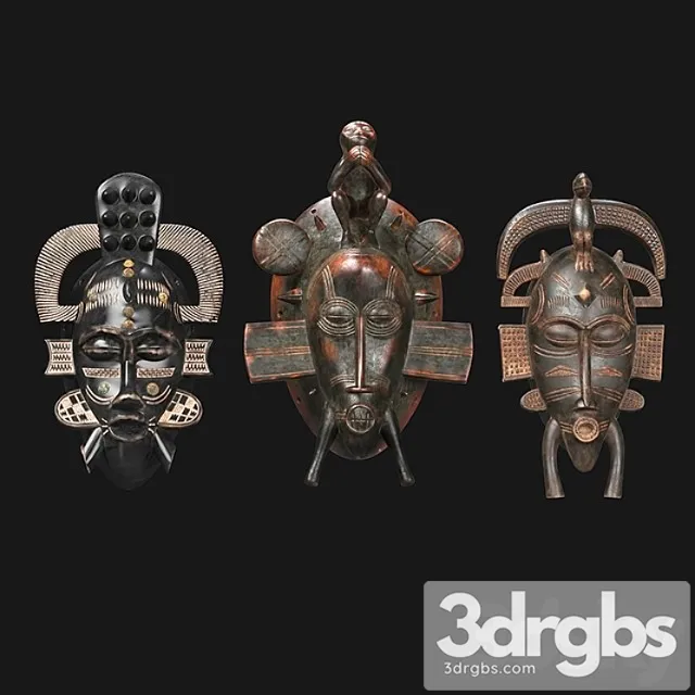 African masks of senoufo 3D Model Free