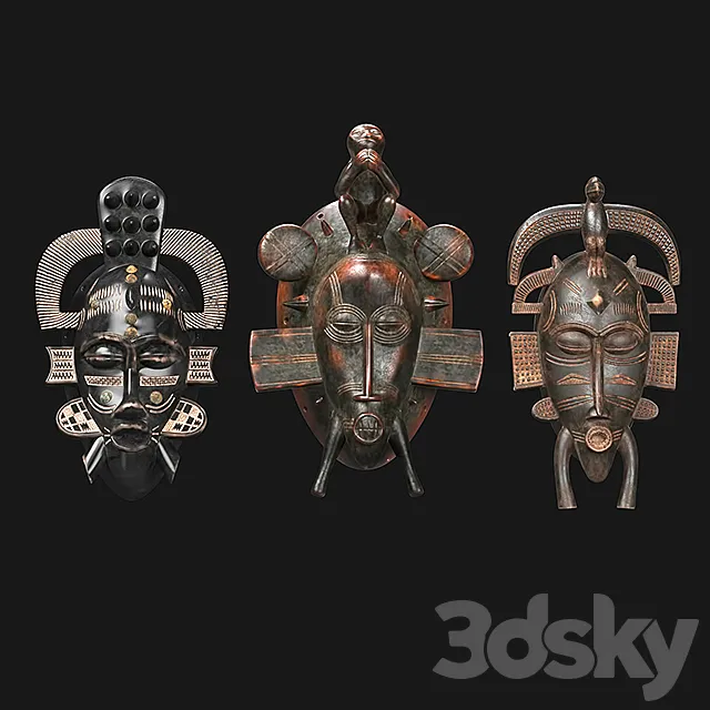 African masks of Senoufo 3D Model