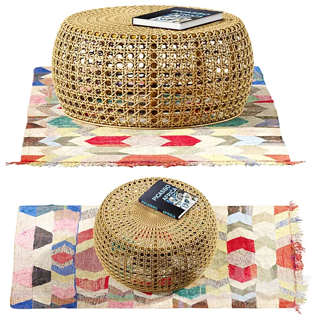 African ottoman and carpet 3D Model