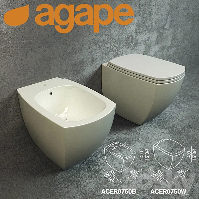 AGAPE 750 WC Bidet floor-standing Sanitary ware Benedini Associati 2005 3DModel