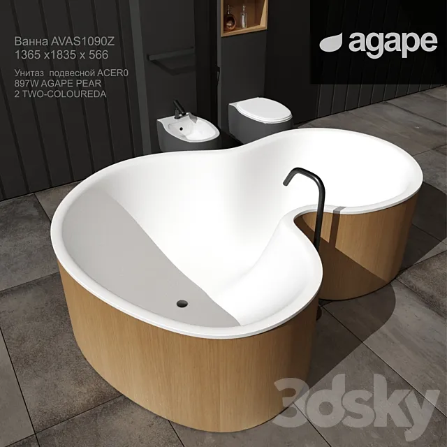 AGAPE bath toilet bidet and mixers 3D Model