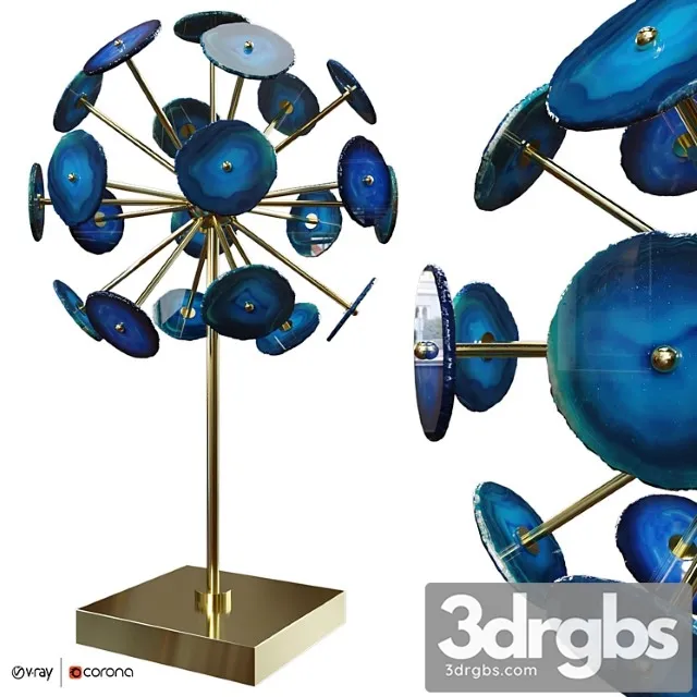 Agate Burst Brass Blue 3D Model Free