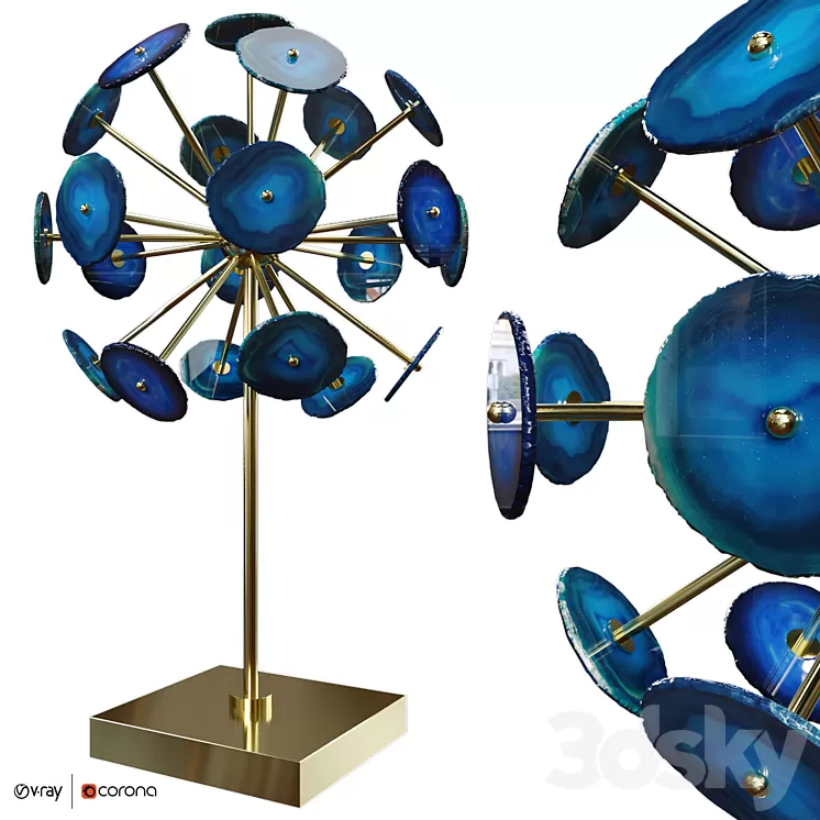 Agate Burst Brass Blue 3D Model