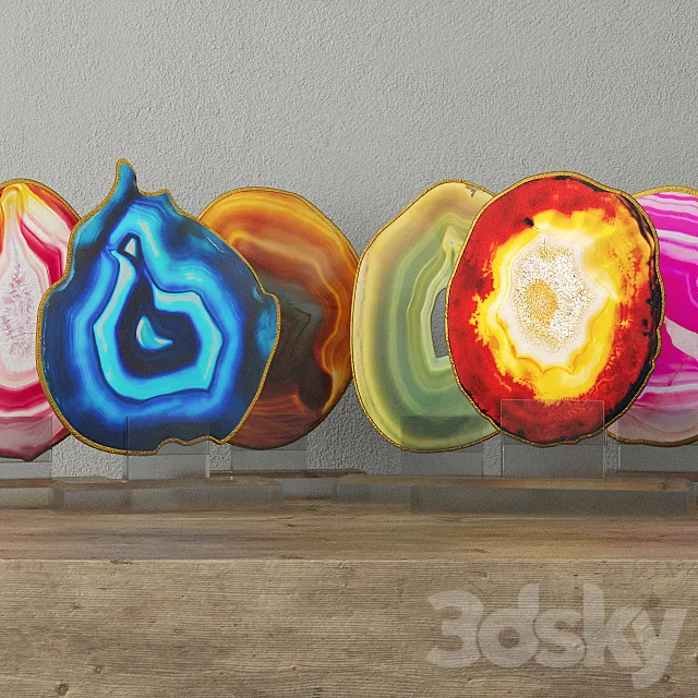 Agate Slices on Clear Base 3D Model