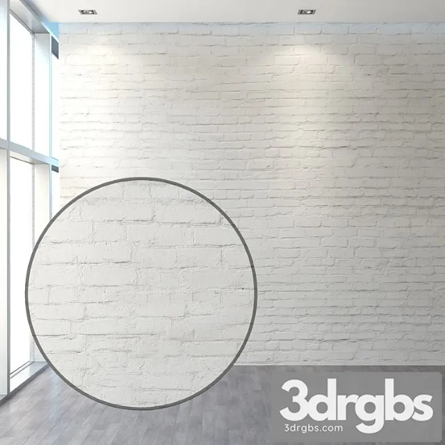 Aged brickwork of white brick 3D Model Free